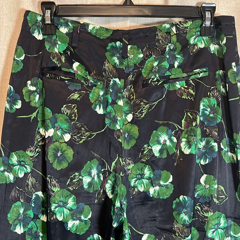 Elevenses Anthropologie Floral Botanical Silken Wide-Leg Pant Pleated Size 2 - Picture 5 of 8